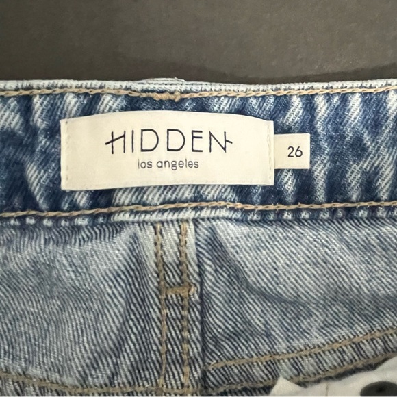 Hidden Button Fly Distressed Raw Hem Denim Jeans - Picture 9 of 15